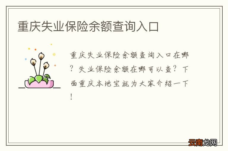 重庆失业保险余额查询入口