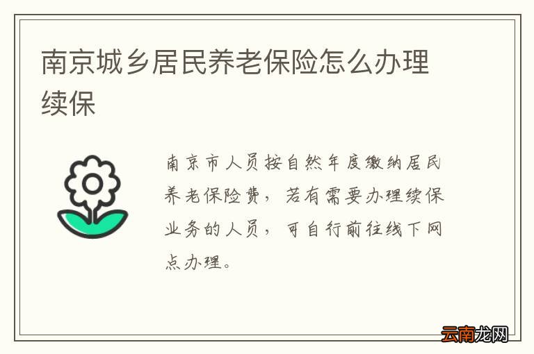 南京城乡居民养老保险怎么办理续保