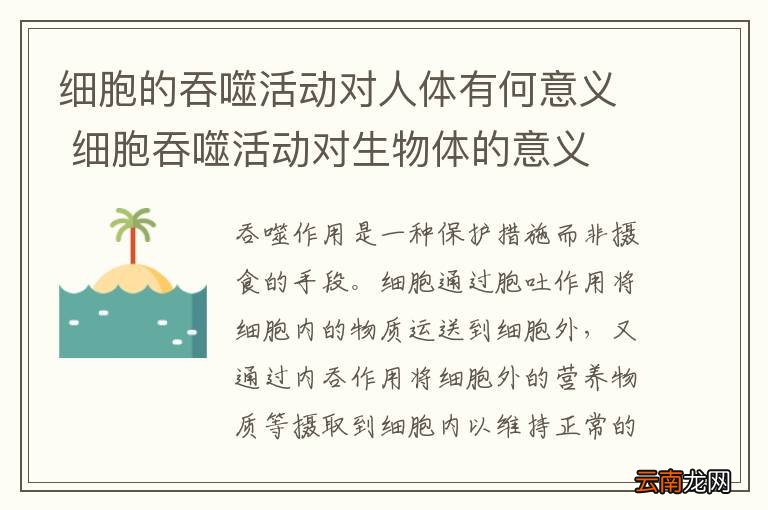 细胞的吞噬活动对人体有何意义 细胞吞噬活动对生物体的意义