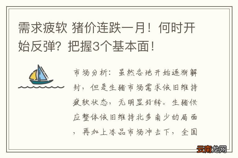 需求疲软 猪价连跌一月！何时开始反弹？把握3个基本面！