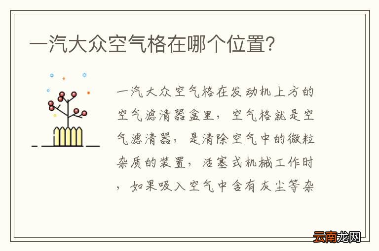 一汽大众空气格在哪个位置？
