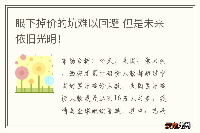 眼下掉价的坑难以回避 但是未来依旧光明！