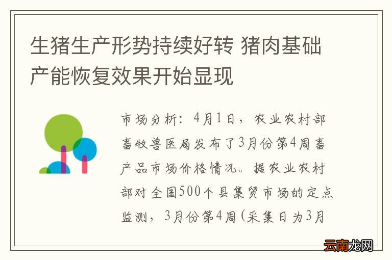 生猪生产形势持续好转 猪肉基础产能恢复效果开始显现
