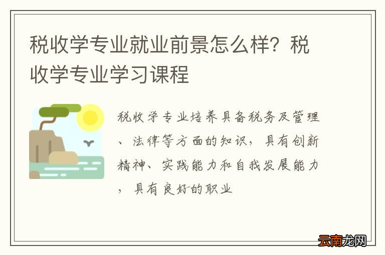 税收学专业就业前景怎么样？税收学专业学习课程