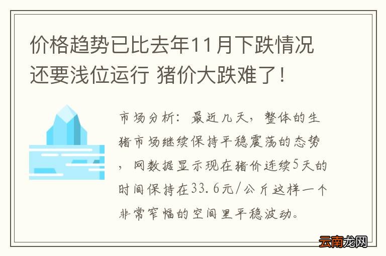 价格趋势已比去年11月下跌情况还要浅位运行 猪价大跌难了！