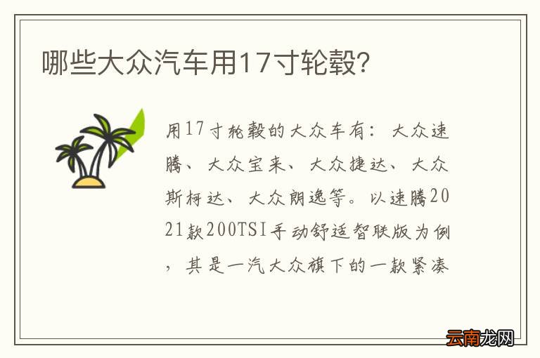 哪些大众汽车用17寸轮毂？
