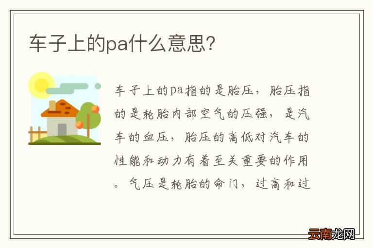 车子上的pa什么意思？