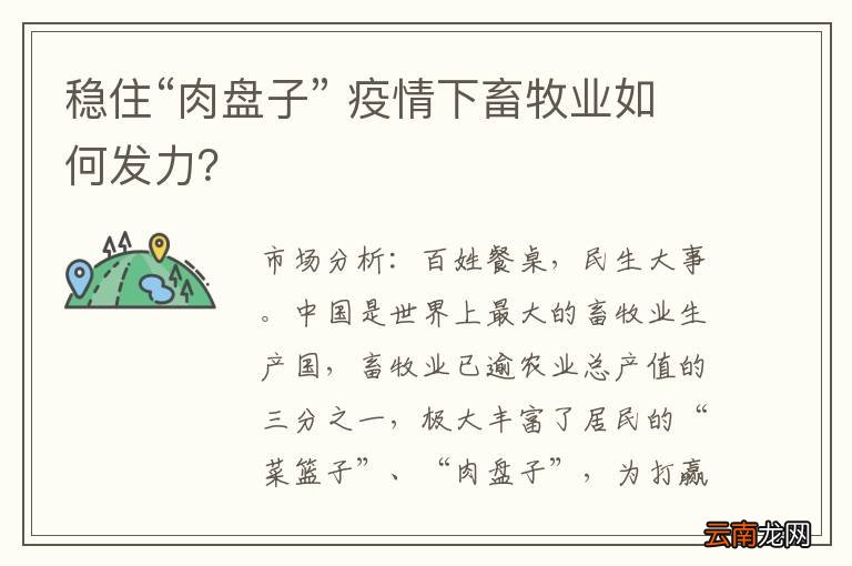 稳住“肉盘子” 疫情下畜牧业如何发力？