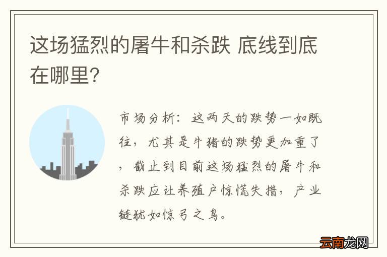这场猛烈的屠牛和杀跌 底线到底在哪里？