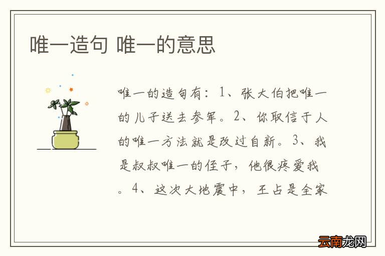 唯一造句 唯一的意思