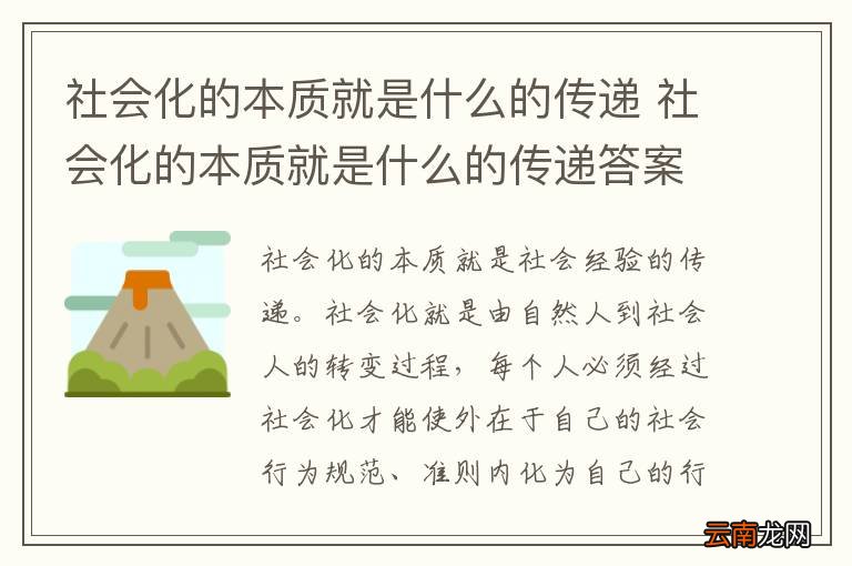 社会化的本质就是什么的传递 社会化的本质就是什么的传递答案
