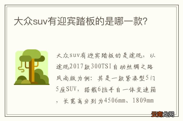 大众suv有迎宾踏板的是哪一款？