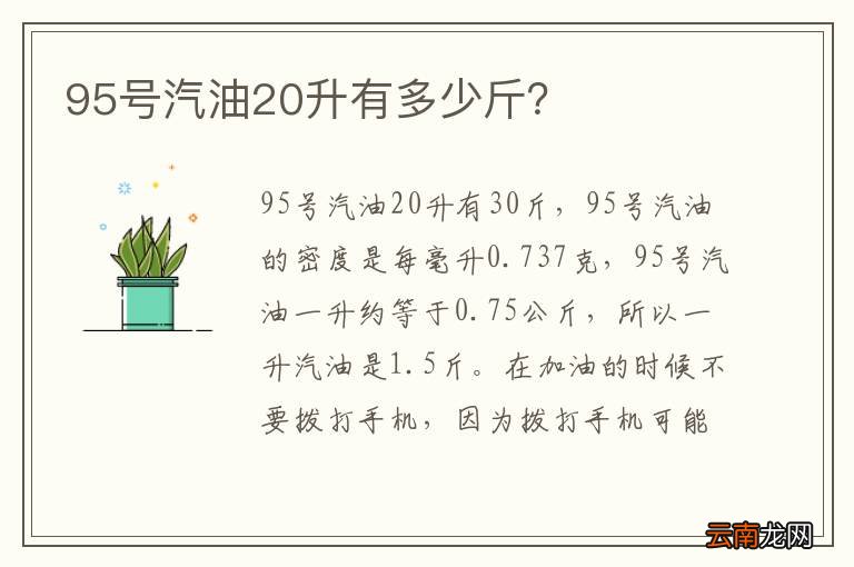 95号汽油20升有多少斤？