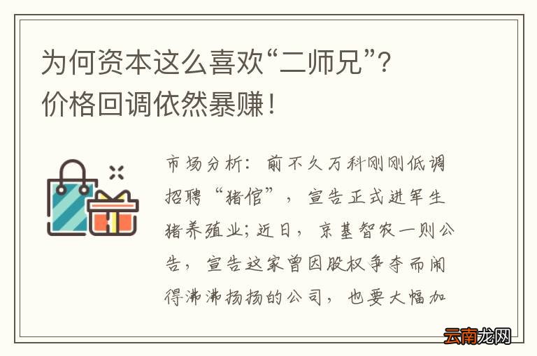 为何资本这么喜欢“二师兄”？价格回调依然暴赚！
