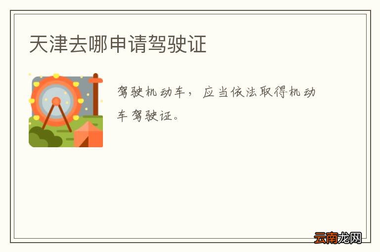 天津去哪申请驾驶证