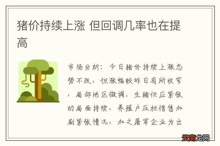 猪价持续上涨 但回调几率也在提高