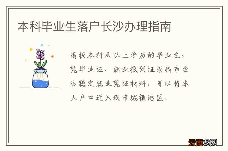 本科毕业生落户长沙办理指南