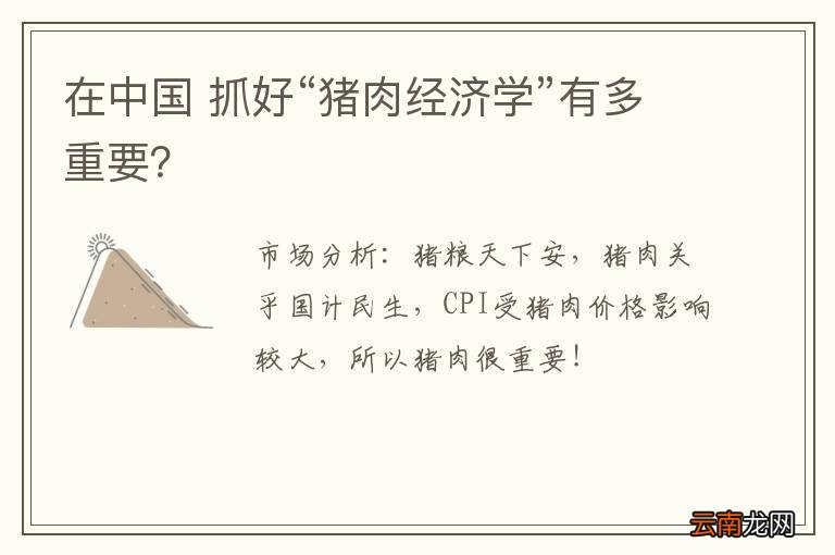 在中国 抓好“猪肉经济学”有多重要？