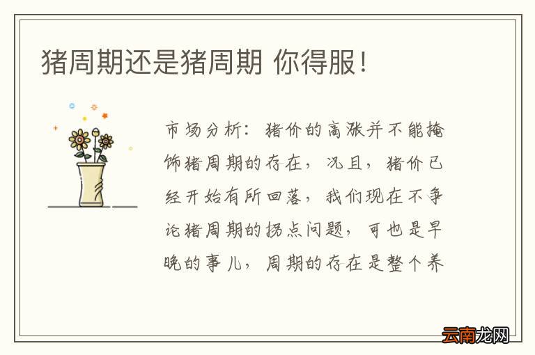 猪周期还是猪周期 你得服！