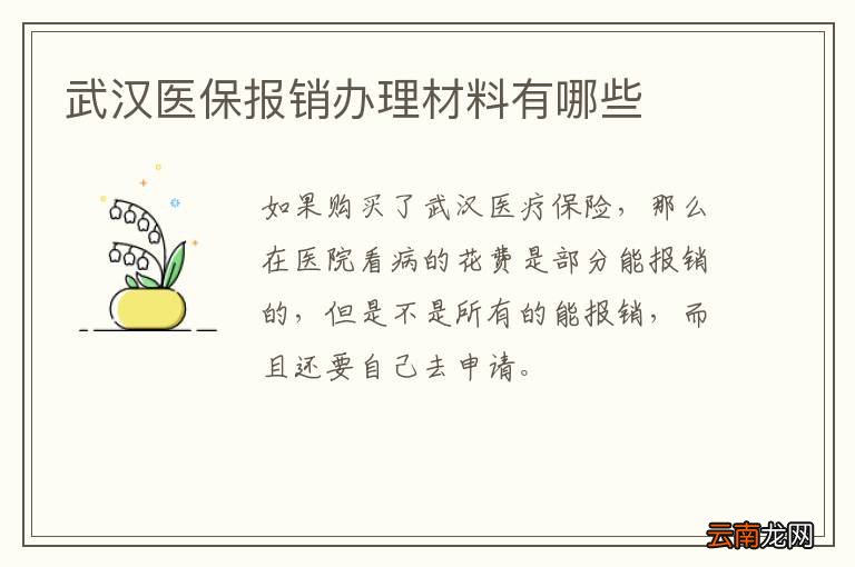 武汉医保报销办理材料有哪些