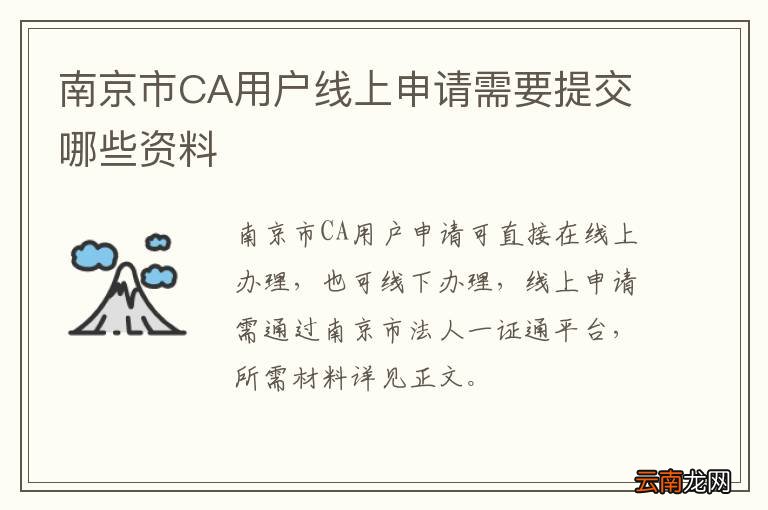 南京市CA用户线上申请需要提交哪些资料