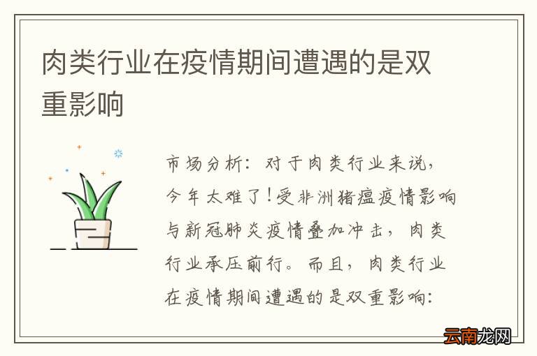 肉类行业在疫情期间遭遇的是双重影响