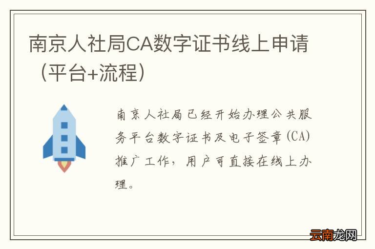 平台+流程 南京人社局CA数字证书线上申请