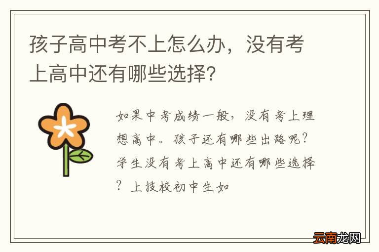 孩子高中考不上怎么办，没有考上高中还有哪些选择？