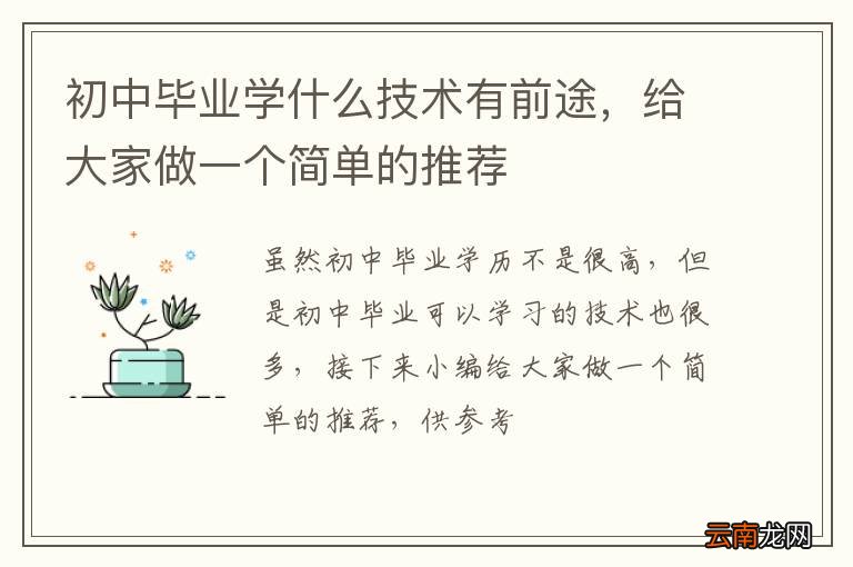 初中毕业学什么技术有前途，给大家做一个简单的推荐