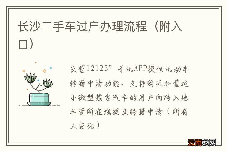 附入口 长沙二手车过户办理流程