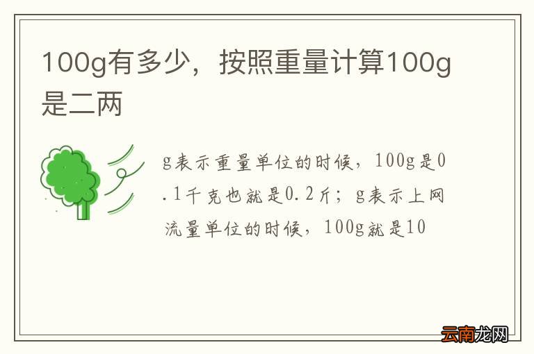 100g有多少，按照重量计算100g是二两
