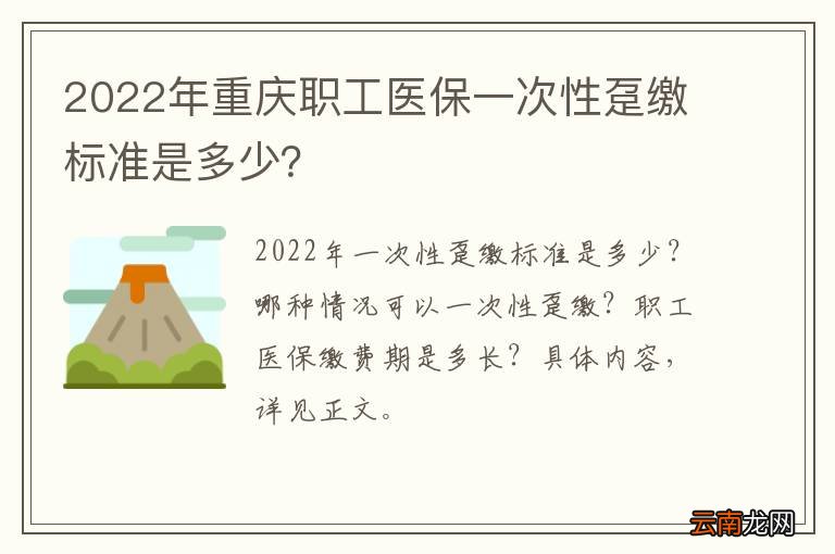 2022年重庆职工医保一次性趸缴标准是多少？