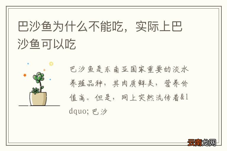 巴沙鱼为什么不能吃，实际上巴沙鱼可以吃