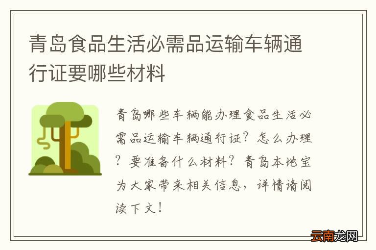青岛食品生活必需品运输车辆通行证要哪些材料