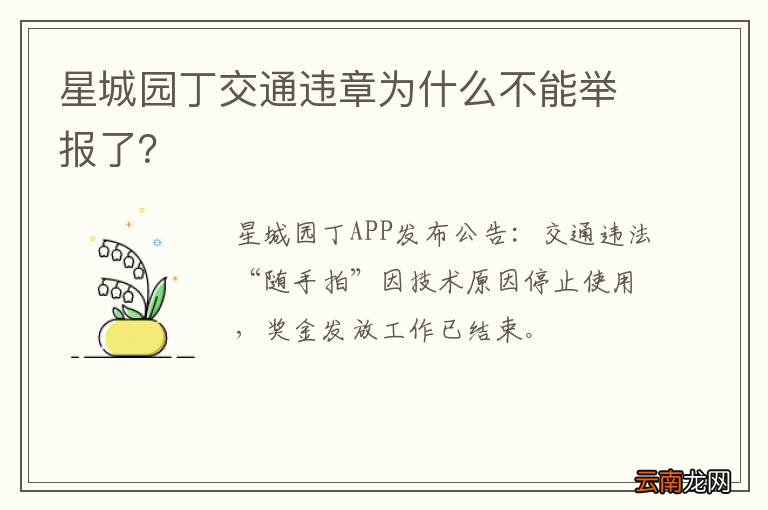 星城园丁交通违章为什么不能举报了？