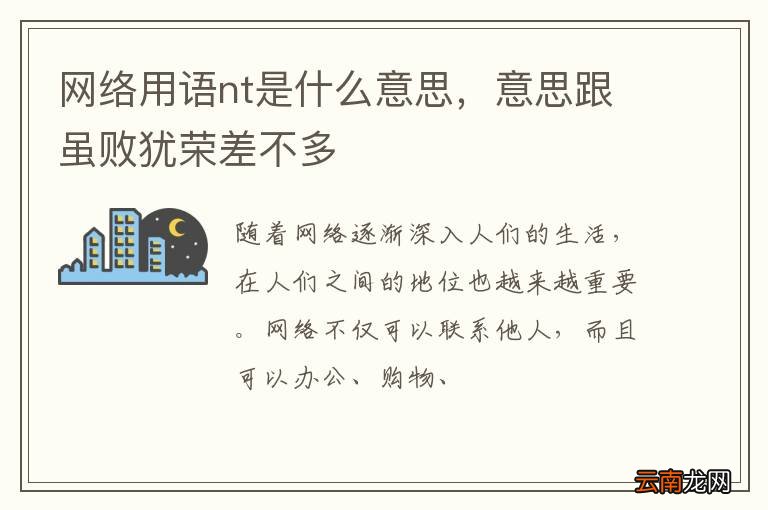 网络用语nt是什么意思，意思跟虽败犹荣差不多