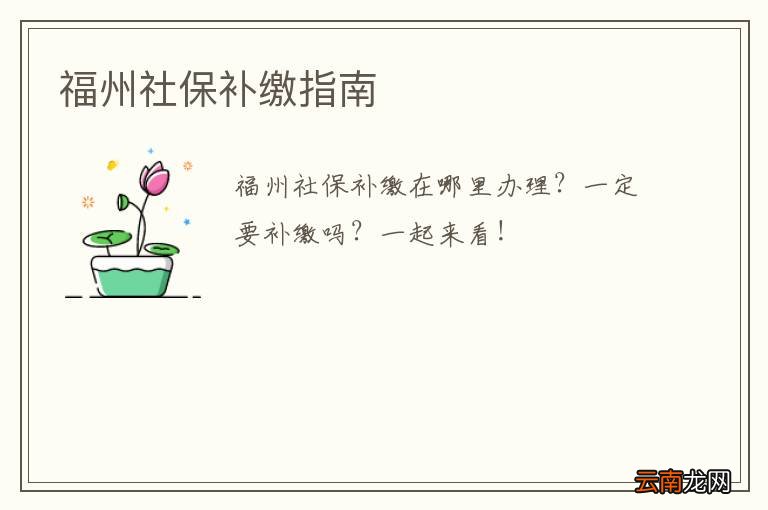 福州社保补缴指南
