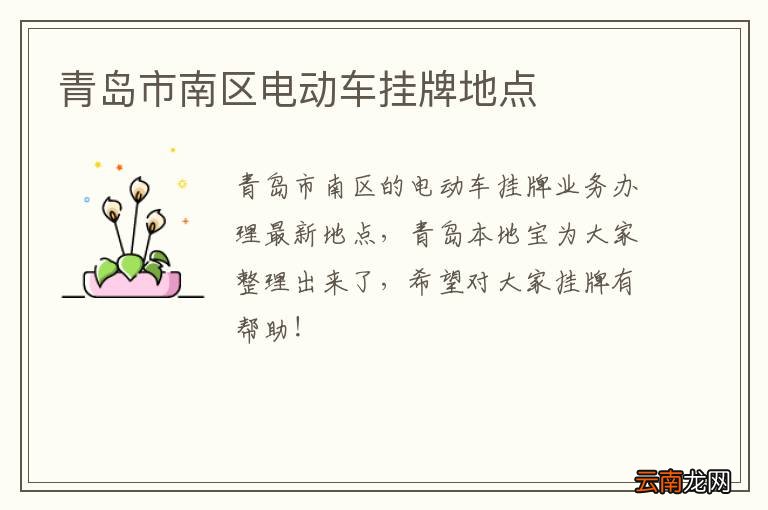 青岛市南区电动车挂牌地点