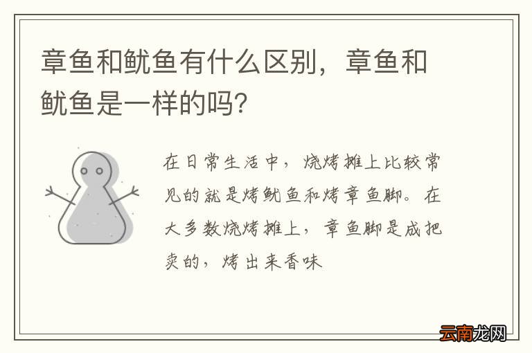 章鱼和鱿鱼有什么区别，章鱼和鱿鱼是一样的吗？