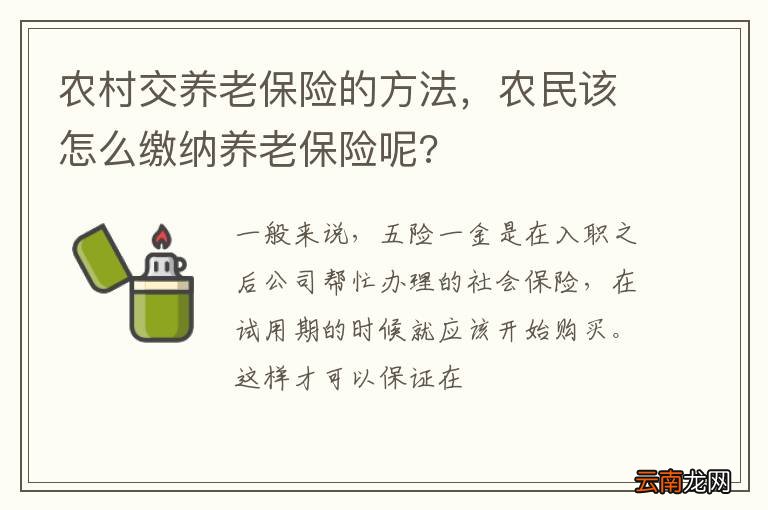 农村交养老保险的方法，农民该怎么缴纳养老保险呢?