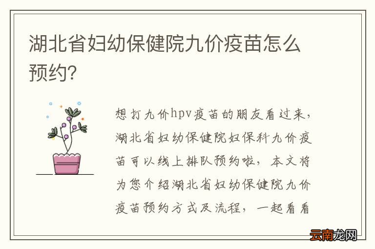湖北省妇幼保健院九价疫苗怎么预约？