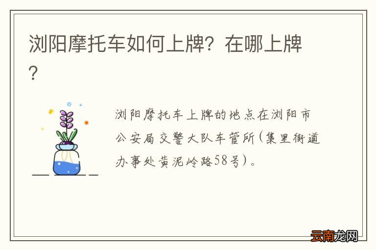 浏阳摩托车如何上牌？在哪上牌？