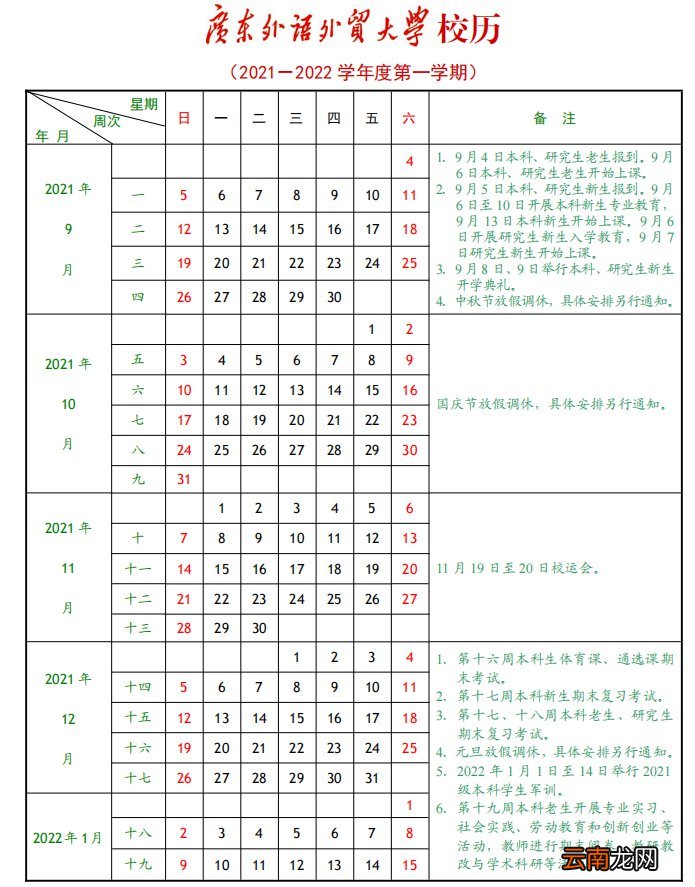 2022年广东外语外贸大学寒假放假时间