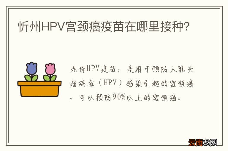 忻州HPV宫颈癌疫苗在哪里接种？