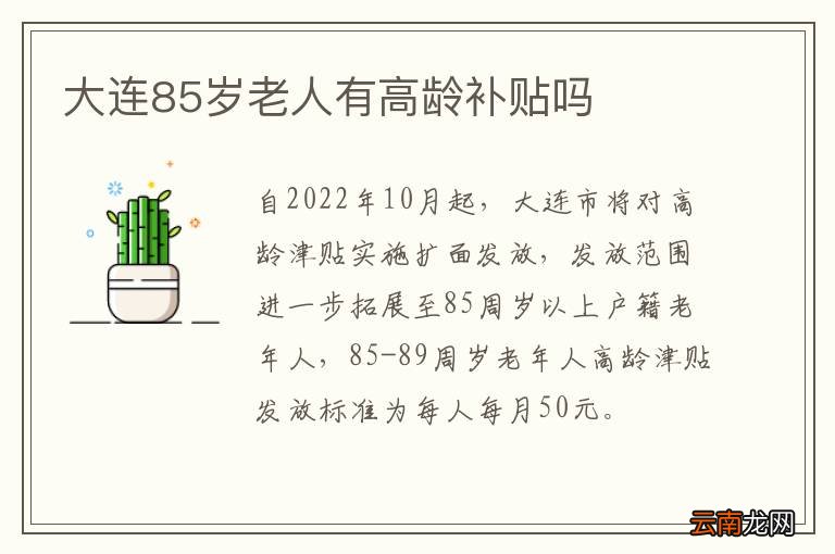 大连85岁老人有高龄补贴吗