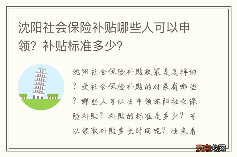 沈阳社会保险补贴哪些人可以申领？补贴标准多少？