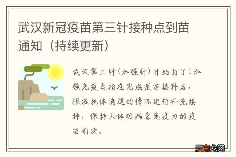 持续更新 武汉新冠疫苗第三针接种点到苗通知