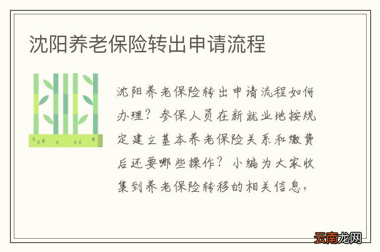 沈阳养老保险转出申请流程