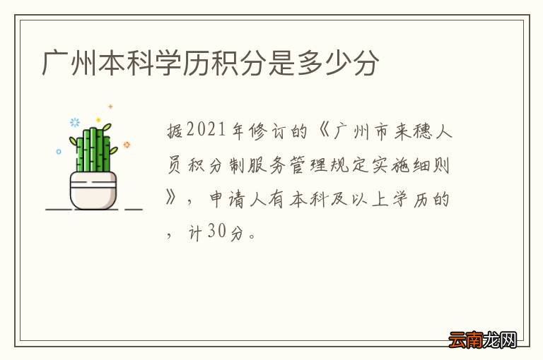 广州本科学历积分是多少分