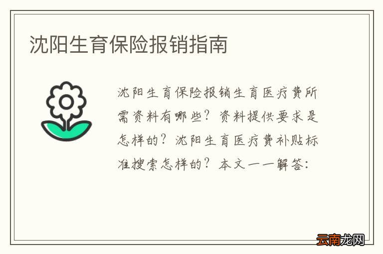 沈阳生育保险报销指南